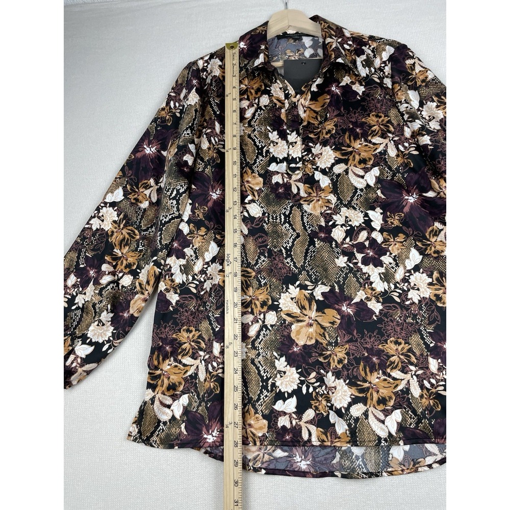 Marc New York Women's Floral Shirt Blouse Brown & Purple Medium‎ NWT Andrew Marc - Picture 4 of 12
